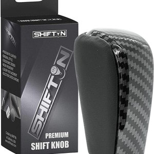 SHIFTIN Black Leather Carbon Fiber Gear Shift Knob for 2010-2019 Lexus GX-460 and 2009-2017 Toyota Land Cruiser Prado 120 FJ-150
