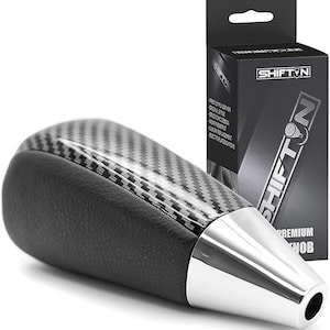 SHIFTIN Black Leather and Carbon Fiber Gear Shift Knob for Toyota Land Cruiser 4Runner Sequoia Tundra and Lexus LX LS
