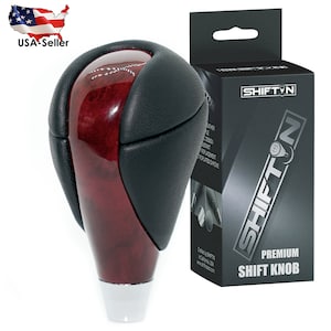 Black Leather with Red Cherry Walnut Wood Gear Shift Knob Shifter for Lexus ES GS RX Is Ls
