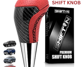 SHIFTIN Red Leather Carbon Fiber Gear Shift Knob for Toyota Tacoma 4Runner Sequoia Tundra Highlander Land Cruiser Trd, Lexus Lx Ls 570 470