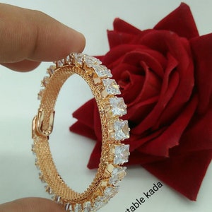 American DIAMOND Rhodium Cubic Zirconia Stone Adjustable BRACELETE Kada Openable  bracelet  Kada Western Light Bracelete For Womens