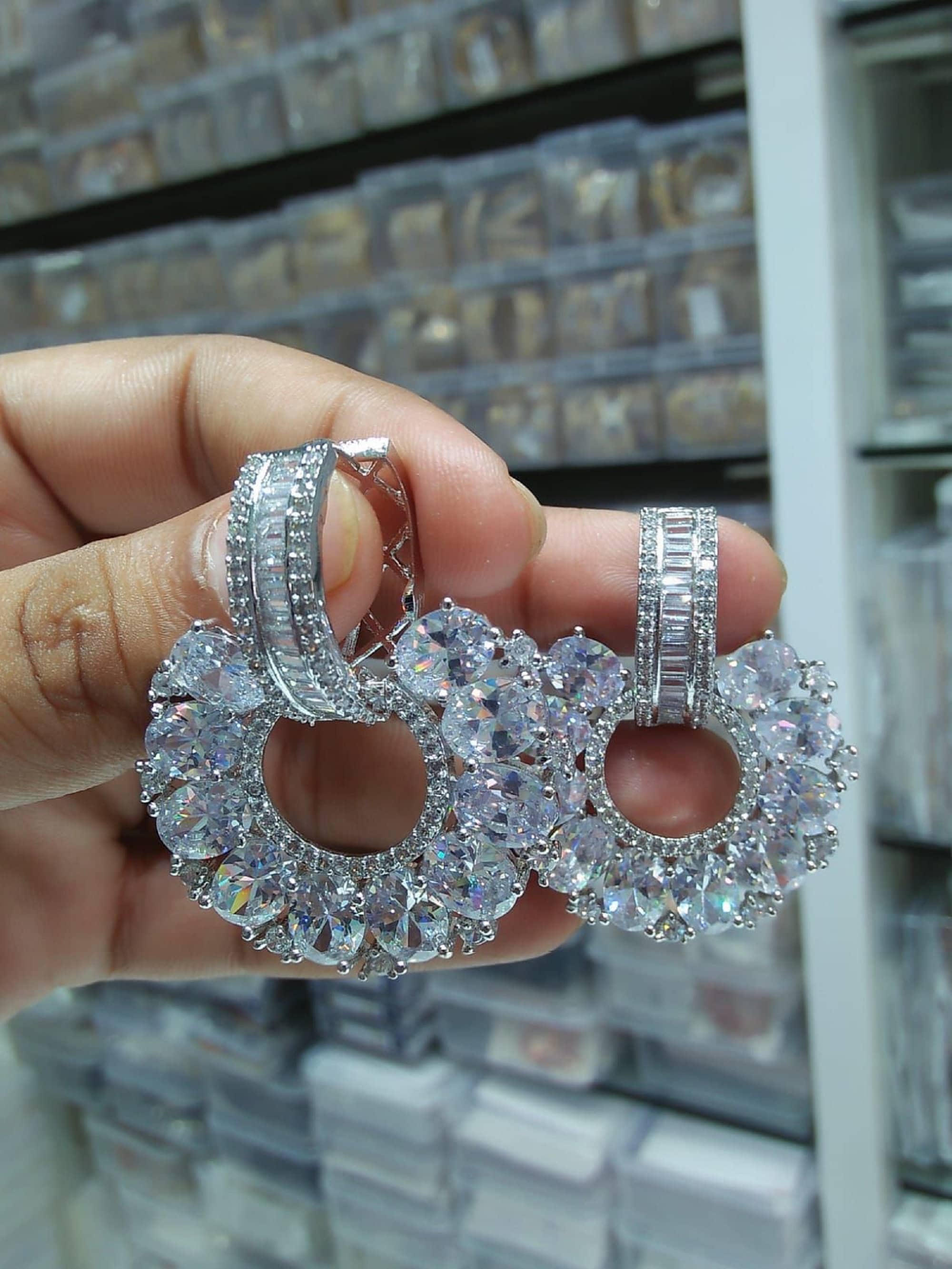 American DIAMOND Stud EARRING Wedding and Party Wear CONTEMPORARY