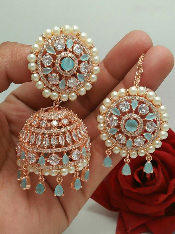 Sila AD Dome Shaped Jhumka Earrings | Indian Jewelry