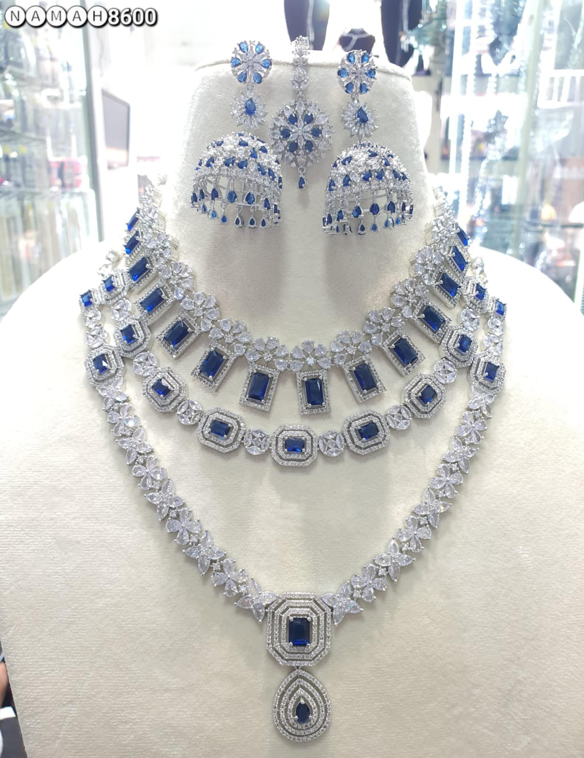 American DIAMOND 3 Layer Exclusive Necklace With Jhumka