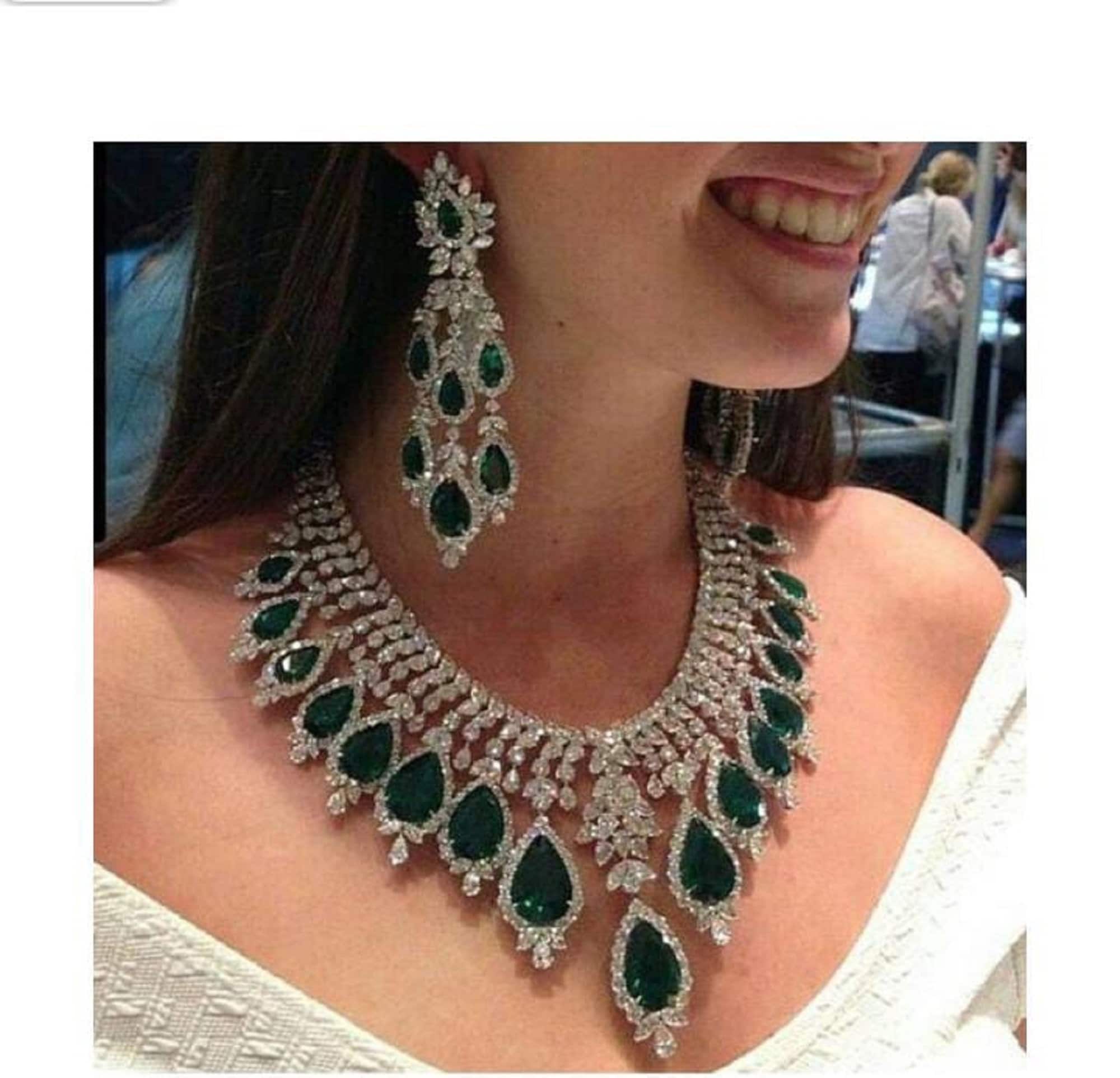 American DIAMOND Choker NECKLACE Set With Earring Combo Cz Etsy UK