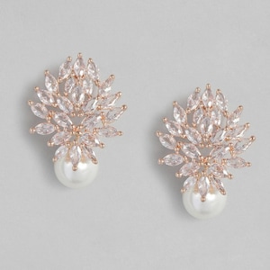 Diamond Oval Pearl  Stud Wedding Earrings, Diamond Bridal Earrings, CZ Earrings,crystal wedding earrings, bridesmaid earrings, modern STUD