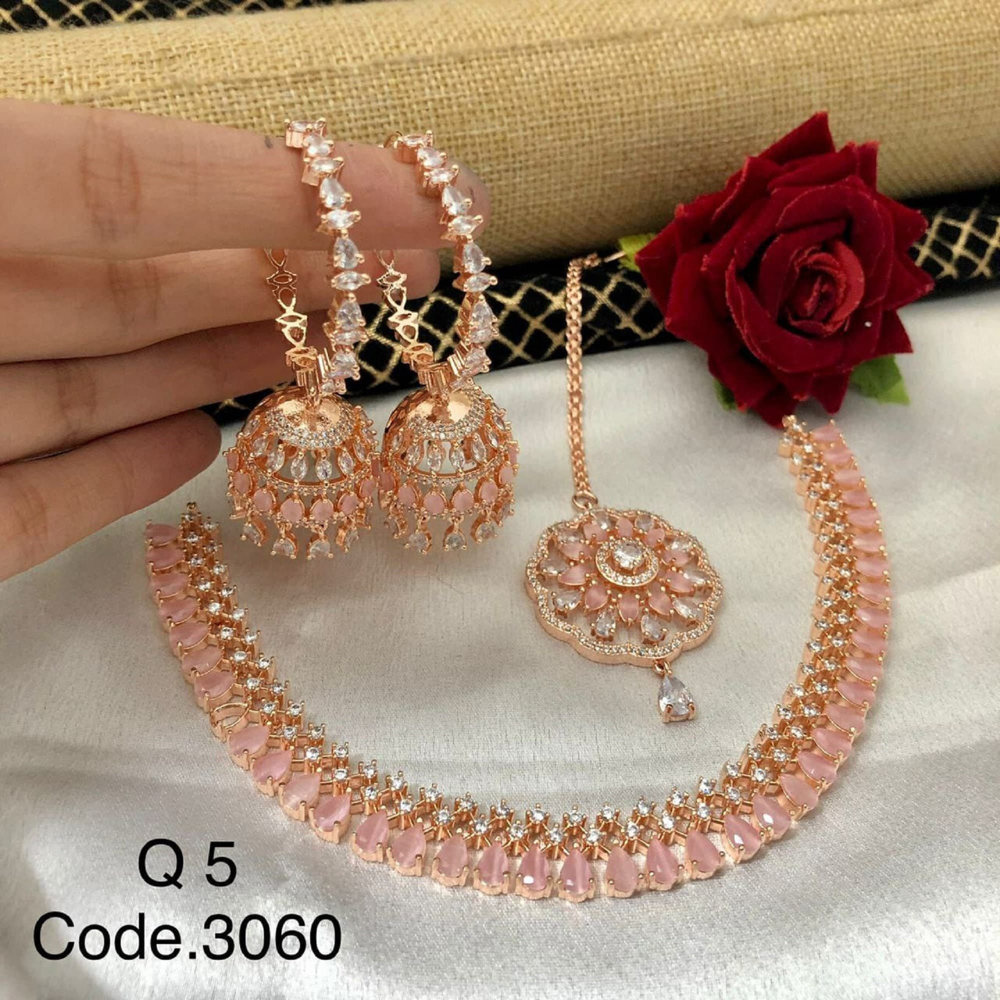 Rose gold on sale artificial jewellery set