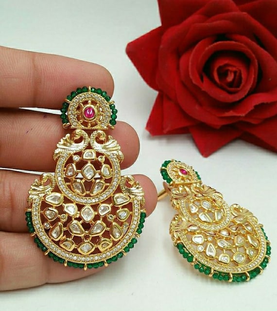 Buy Pearl Drop Earrings Indian Kundan Jewelry Bollywood Fashion Designer  Jewellery Gold Plated Ethnic Heritage Jewelry Women Earrings Online in  India - Etsy