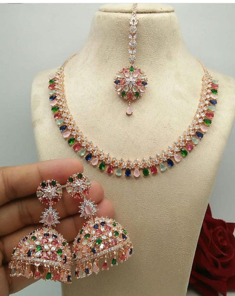 American DIAMOND Jewelry American Diamond Necklace Earrings - Etsy
