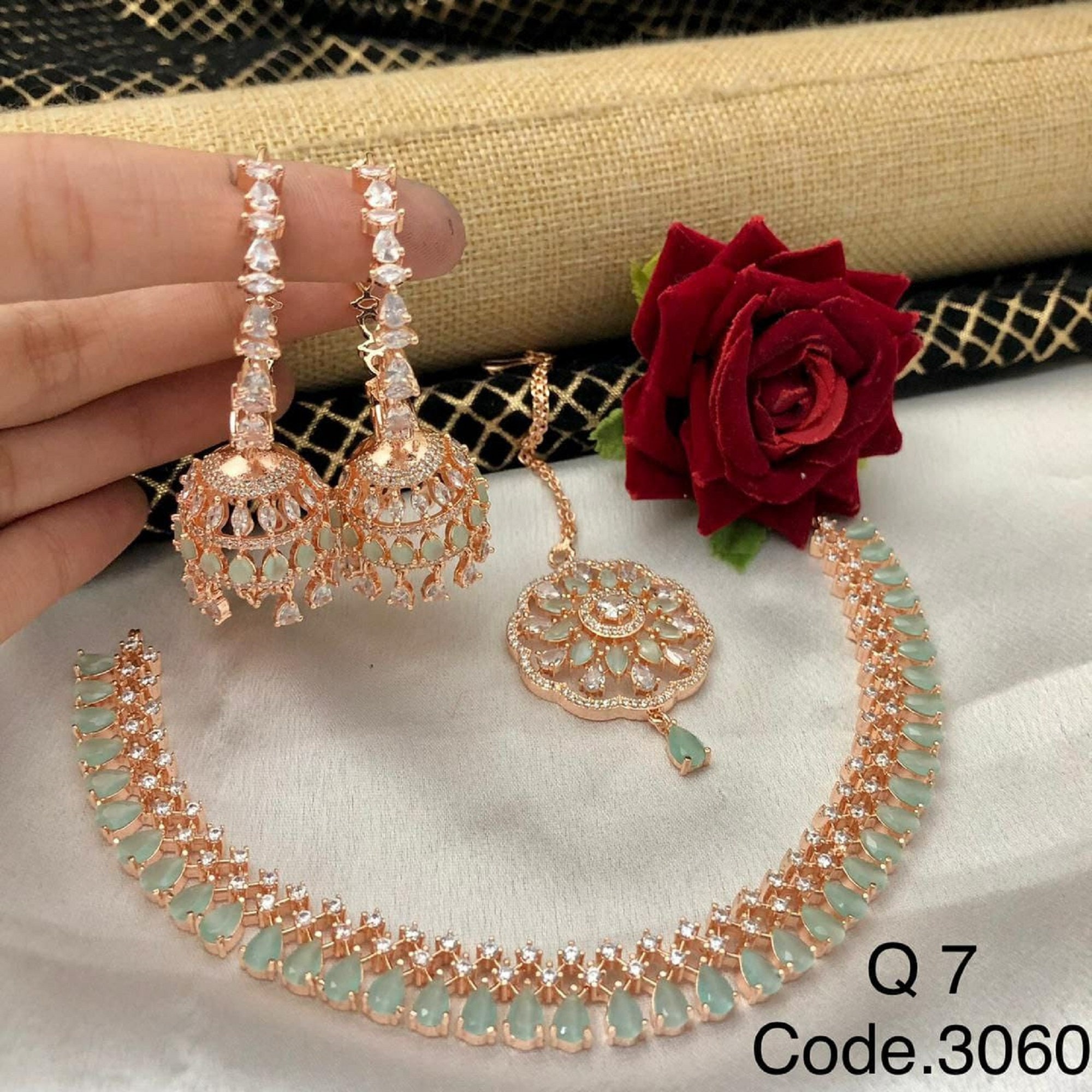 Rose gold on sale artificial jewellery set
