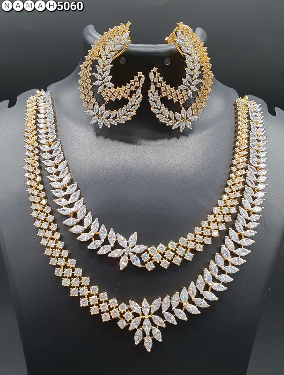 American diamond heavy necklace deals