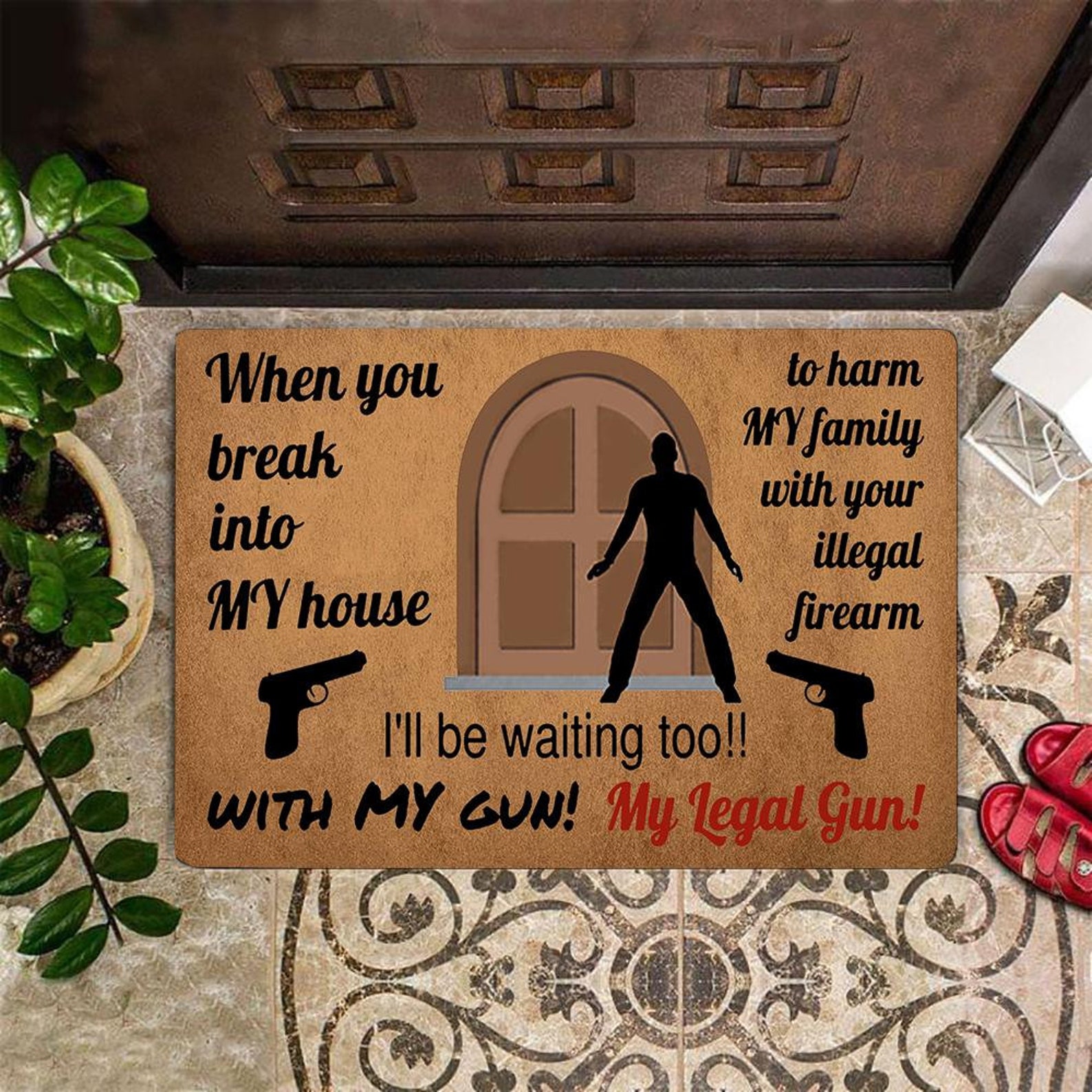 Gun Doormat When You Break Into My House Funny Doormat With Etsy