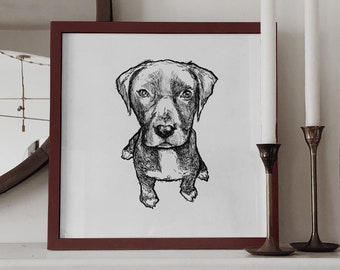 Labrador Puppy Art Print, Original Ink Drawing, Nursery Wall Decor