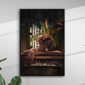 Queen es Gambit Malerei, Beth Harmon Kunst, Schachspiel Druck, Home Art Dekor, Geschenkidee