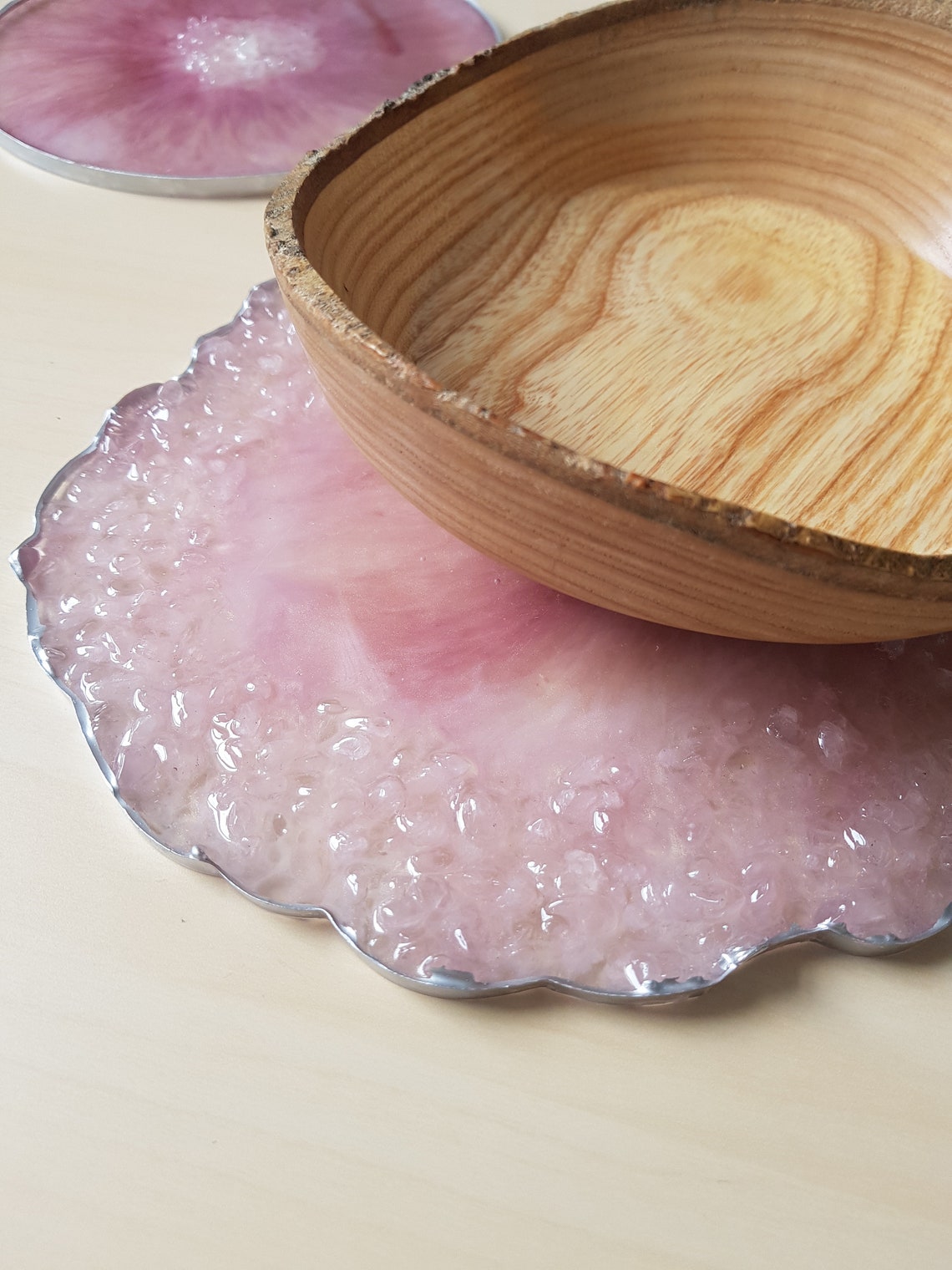 Resin placemats with coaster and live edge bowl set Resin Etsy