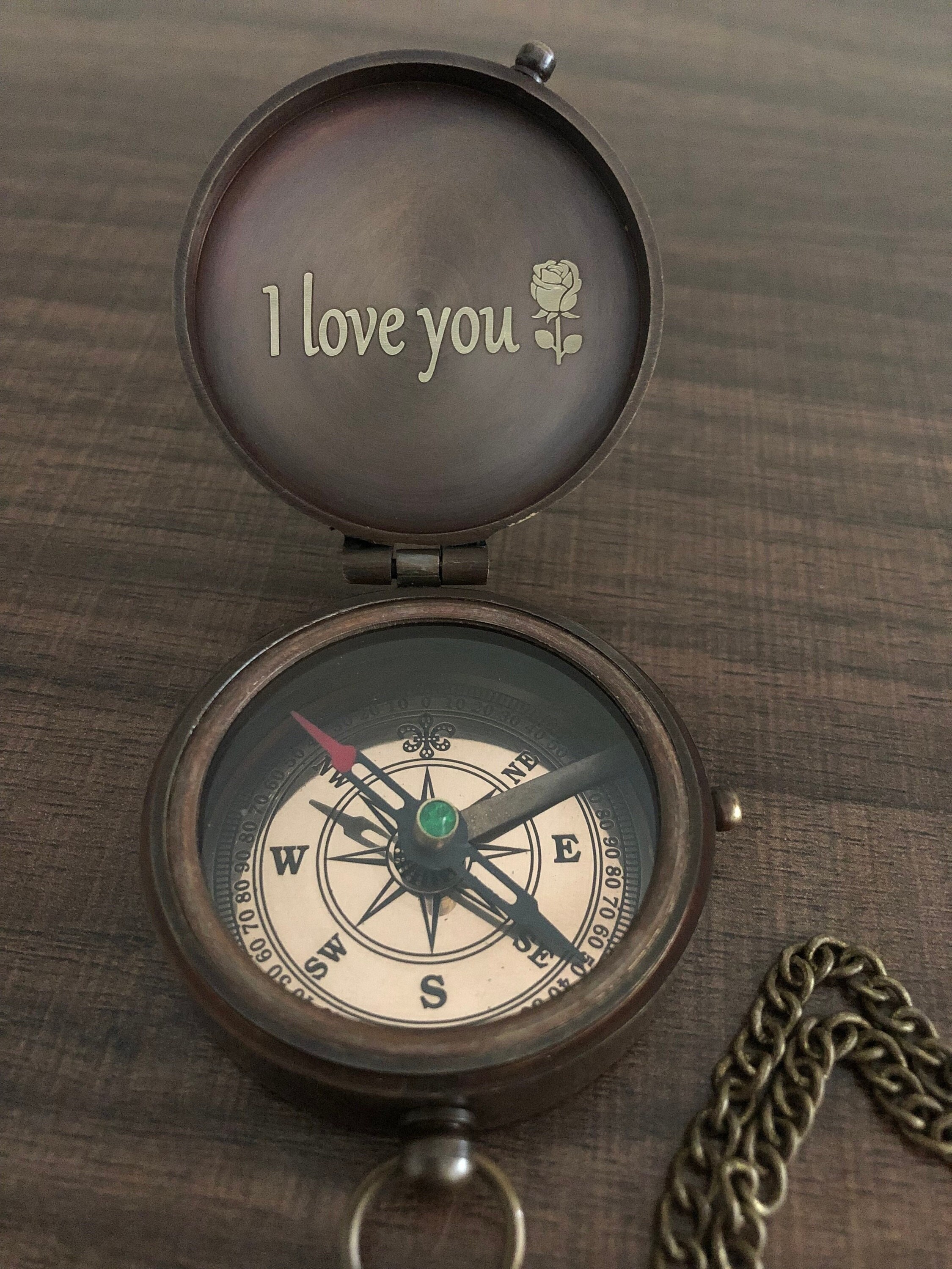 Engraved Brass Compass, Personalized Gift For Dad