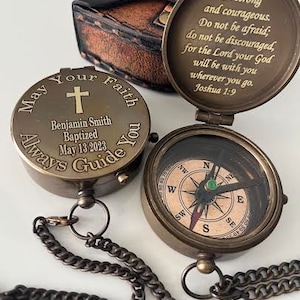 Personalized Engraved Compass Baptism Gift, First Communion Gifts for Boys, Custom Gifts for Confirmation, Christening, Grandson gift