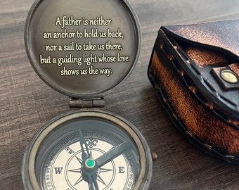 Handmade Brass Engraved Compass, Personalized Gift