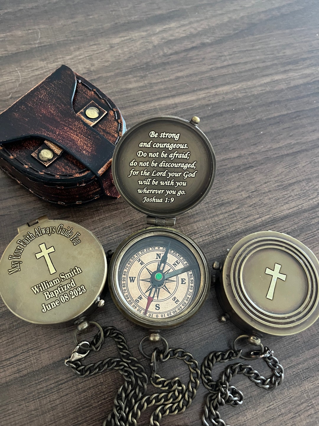 Personalized Brass Compass: Confirmation, Baptism, First Communion Gift ...