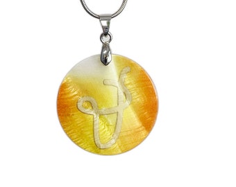 Vlam power symbol pendant made of fine mother-of-pearl by Werner Neuner