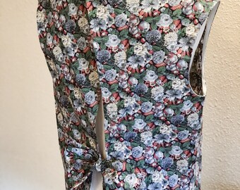 Floral Cotton Apron • Vintage Inspired Print, Full Coverage