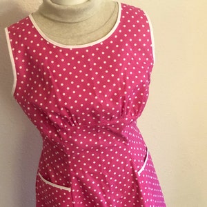 Pink Polka Dot Apron • Women&#39;s Vintage Style Apron • Botton Down Apron • Polka Dot Apron