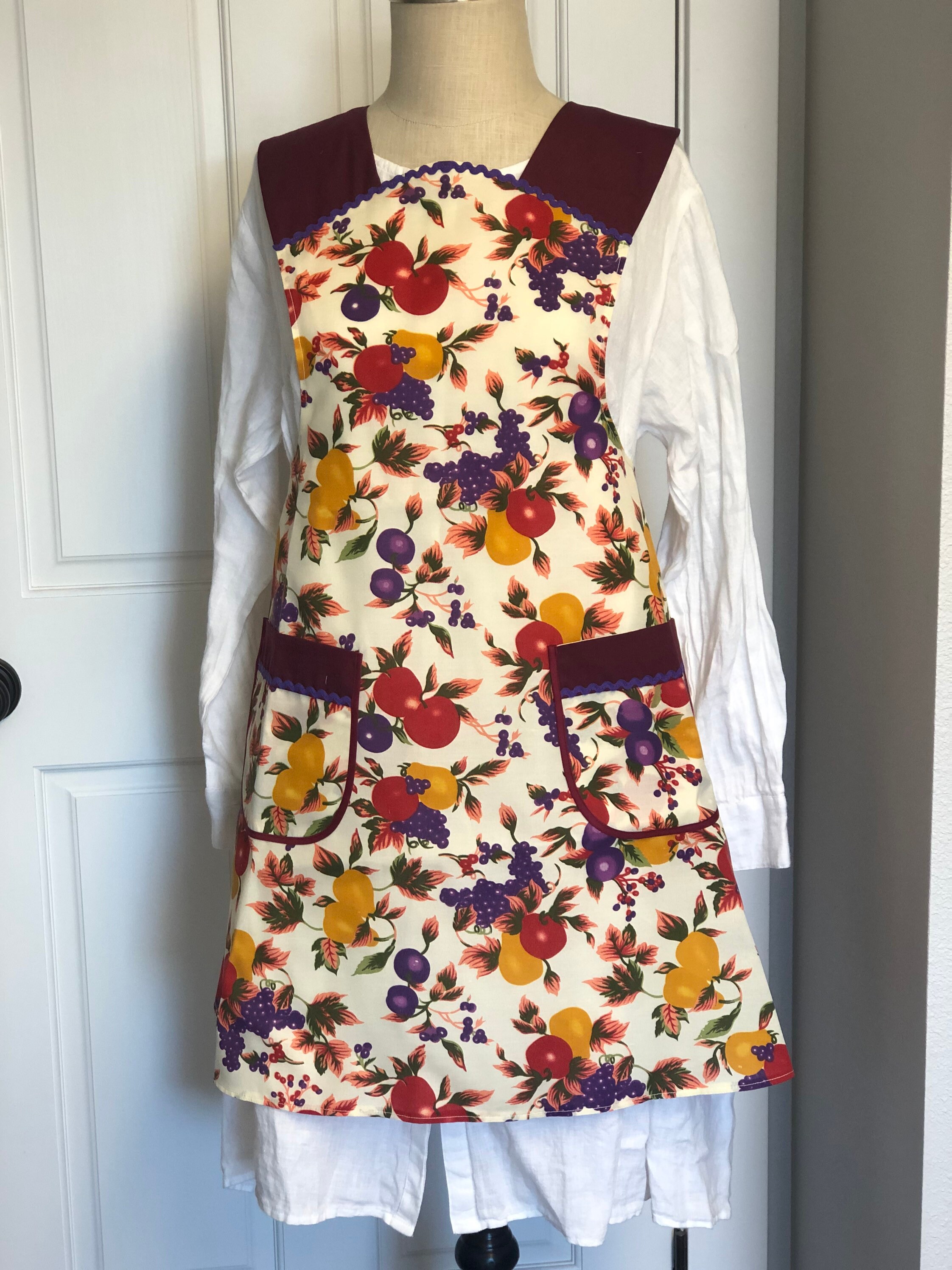Women's Apron Kitchen Apron Country Kitchen Apron Fruit Apron FREE