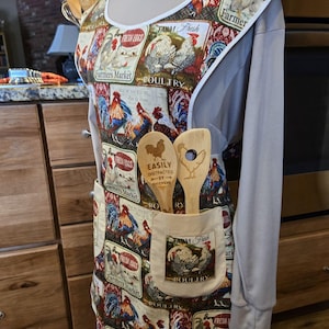 Rooster Apron • Kitchen Apron with Pockets • Womens Baking Apron • Country Kitchen