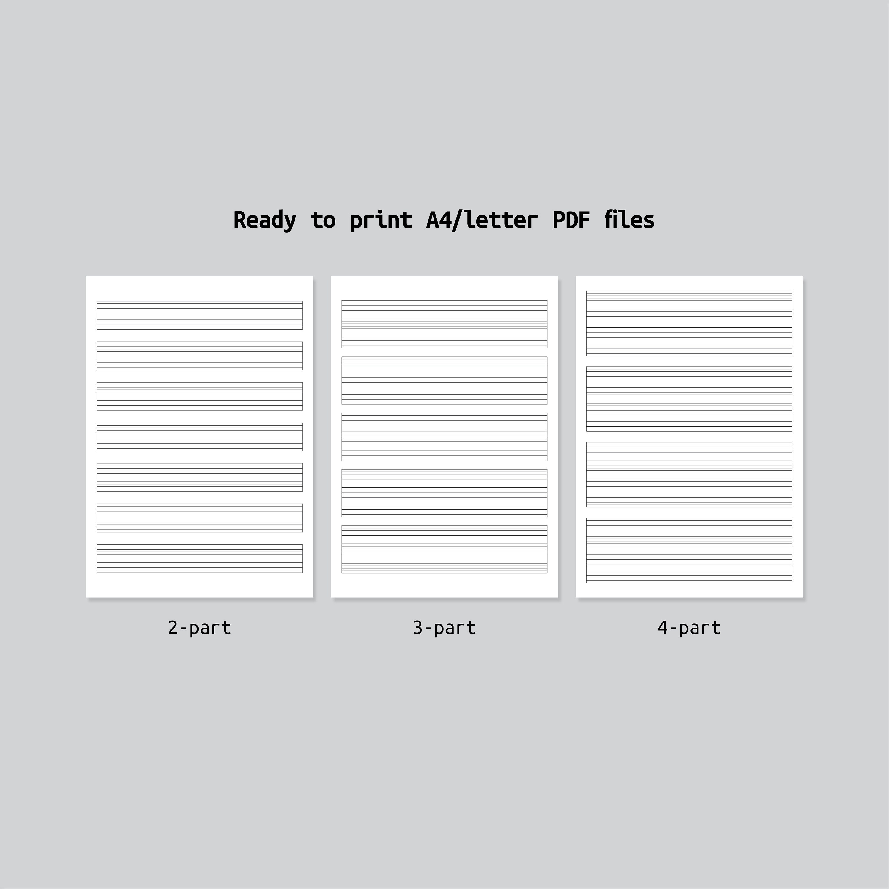 Printable sheet music Blank piano sheet music 3-part sheet | Etsy