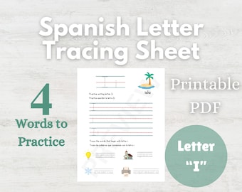 Spanish Letter I Tracing Worksheet: Bilingual Learning (PDF)