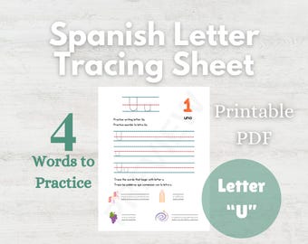 Spanish Letter U Tracing Worksheet: Bilingual Learning (PDF)