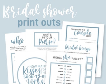 Blue Bridal Shower Game Bundle Digital Download