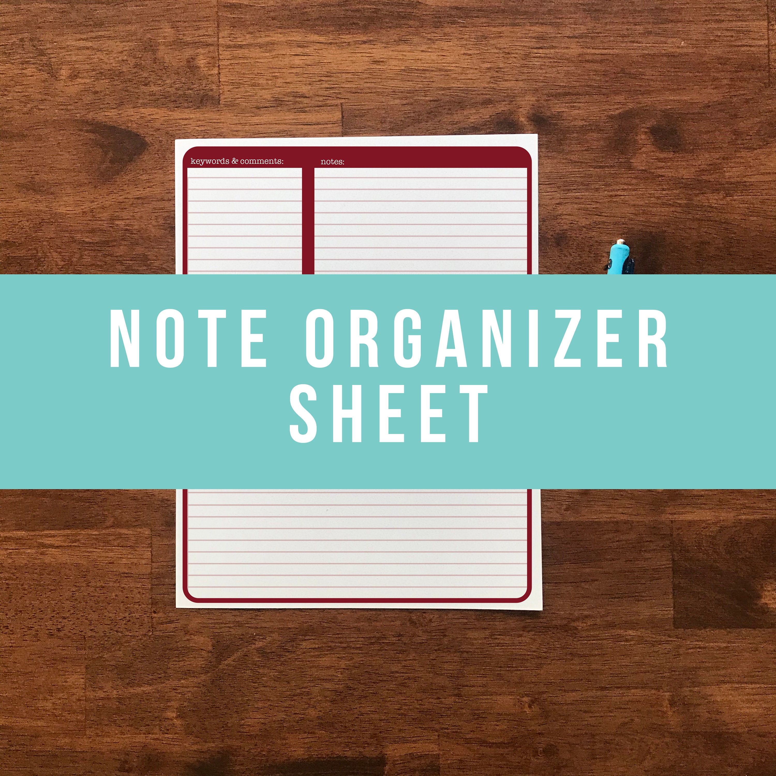 Note Organizer Sheet Instant Digital Download | Etsy