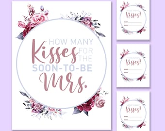 Bridal Shower Game "How Many Kisses for the Soon-to-Be Mrs." Instant Digital Download