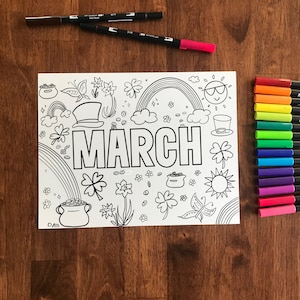 March Coloring Sheet - Instant Digital Download