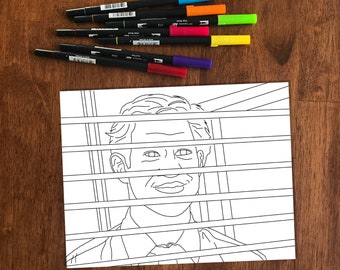 Desenhos para colorir inspirados em Jim Halpert, da série The Office - Download digital instantâneo