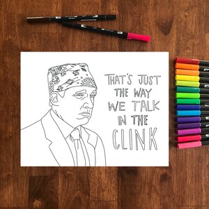 The Office inspired Prison Mike Coloring Sheet - Instant Digital Download