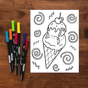 Ice Cream Dreams Coloring Sheet - Instant Digital Download
