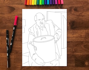 Desenho para colorir inspirado em Kevin Malone da série The Office - Download digital instantâneo