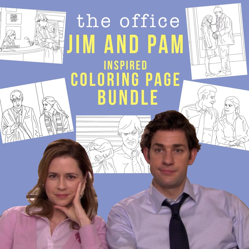 The Office's Jim and Pam Inspired Coloring Sheets Bundle - Instant ...