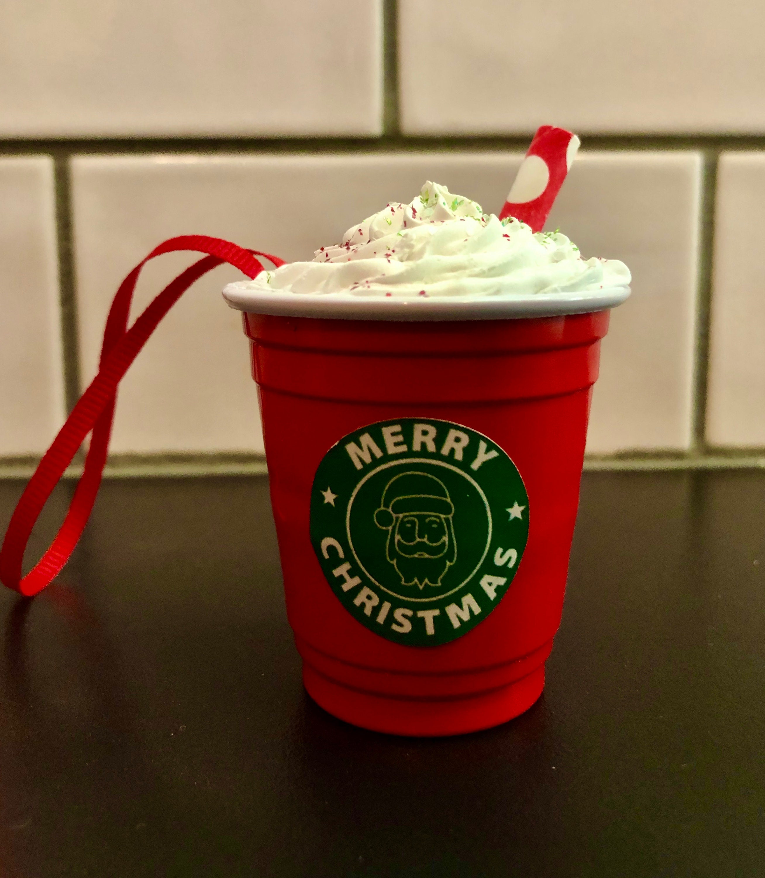 Coffee Cup Ornament Merry Christmas Etsy