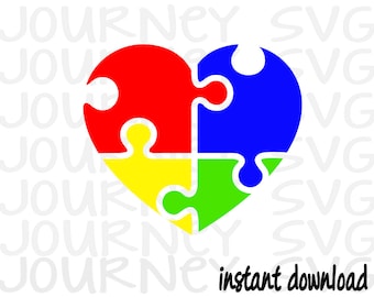 Puzzle Piece Heart SVG, Autism SVG, Autism Awareness svg