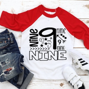 Ninth Birthday SVG, Child&#39;s Birthday SVG, Kid&#39;s Birthday svg, Child&#39;s Birthday Shirt,  Nine Year Old Birthday svg, 9th Birthday svg