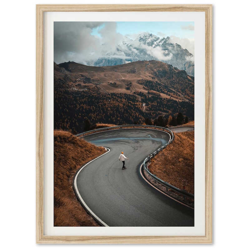 Fine Art Mountain Skating Photography Print Adventure Lifestyle Skateboarding Landscape Framed Fine Art Home Wall Decor image 1