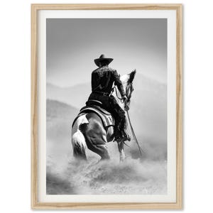 Impressão de Western Cowboy de Belas Artes - Impressão de Fotografia em Preto e Branco, Arte de Parede do Deserto do Sudoeste, Decoração de Cowgirl Costeira emoldurada, Retrato