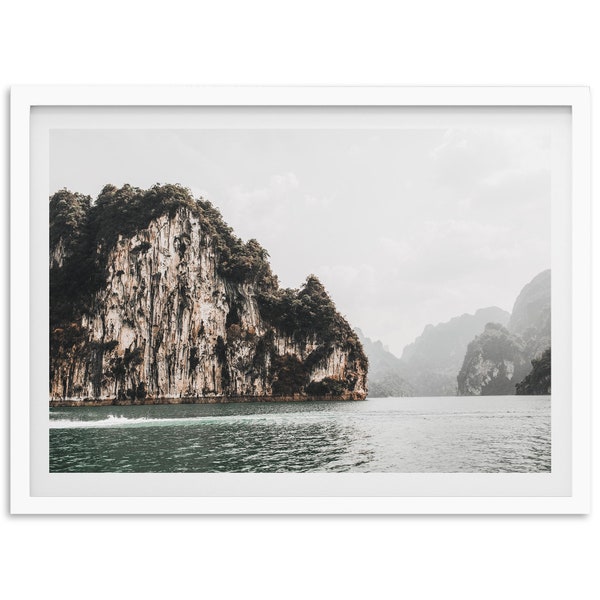 Fine Art Tropical Ocean Print -  Coastal Boho Travel Thailand Cliffs Beach House Framed Photography Wall Decor