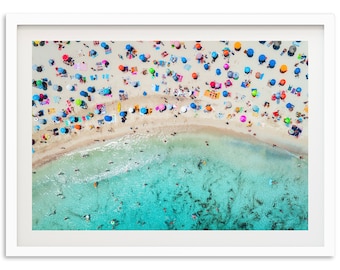 Fine Art Beach Day Print - Coastal Ocean Aerial Wall Art Framed Fine Art Photography Home Decor