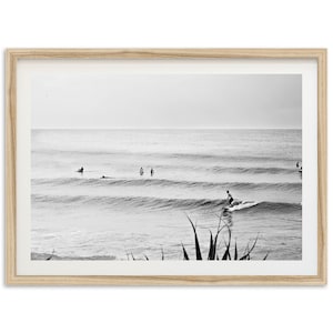 Fine Art Minimalist Surf Print - Black and White Ocean Beach Waves Framed Fine Art Photography Home Wall Decor