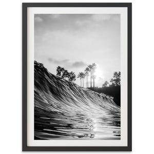 Framed Black and White Ocean Wave Print | Surf Photography, Laguna Beach Art