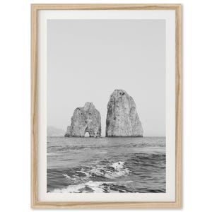 Fine Art Photography Print - Black and White Capri Italy Coastal Wall Art Framed Home Decor